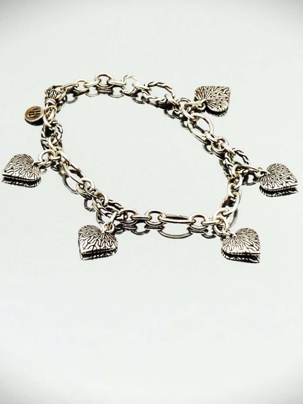 JOHN HARDY Chanin Collection Sterling Silver Heart Charms Bracelet
